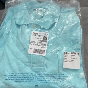 Mens shortsleeved Lands End Polos Size Medium. Navy Blue and Aquamarine.